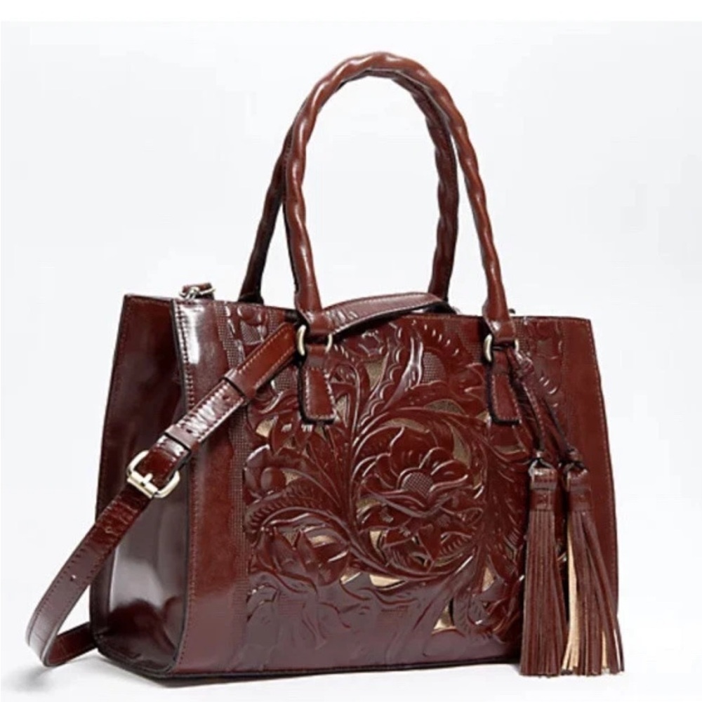 Patricia Nash Tooled Leather Satchel-NWT